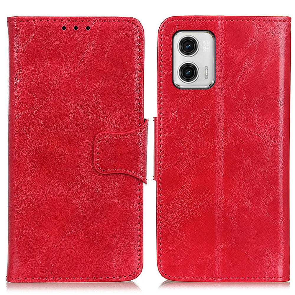 For Motorola Moto G73 5G Mobile Phone Stand Case Crazy Horse Texture Split Leather Wallet Cover