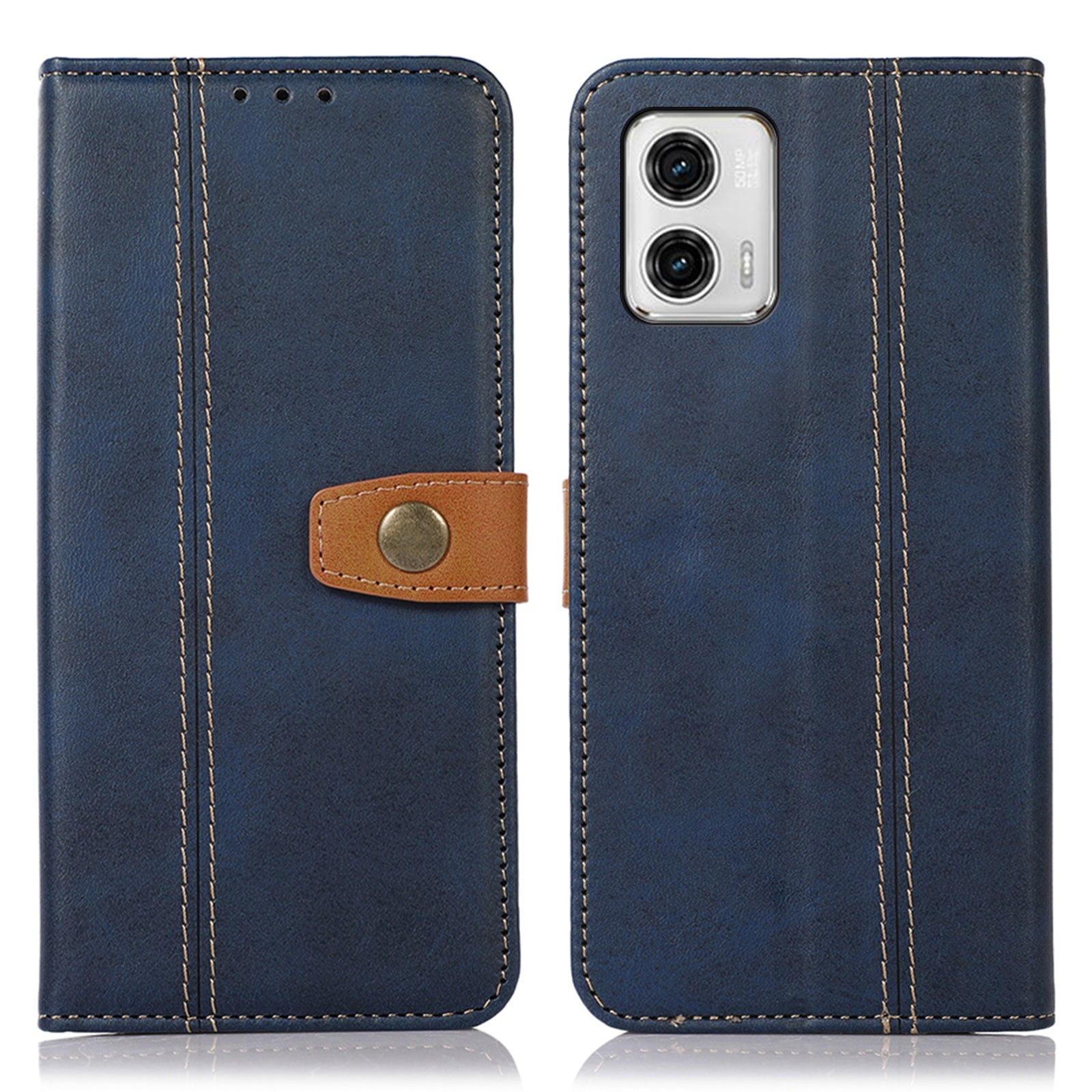 For Motorola Moto G73 5G Phone Wallet Case Calf Texture Stand PU Leather Phone Cover