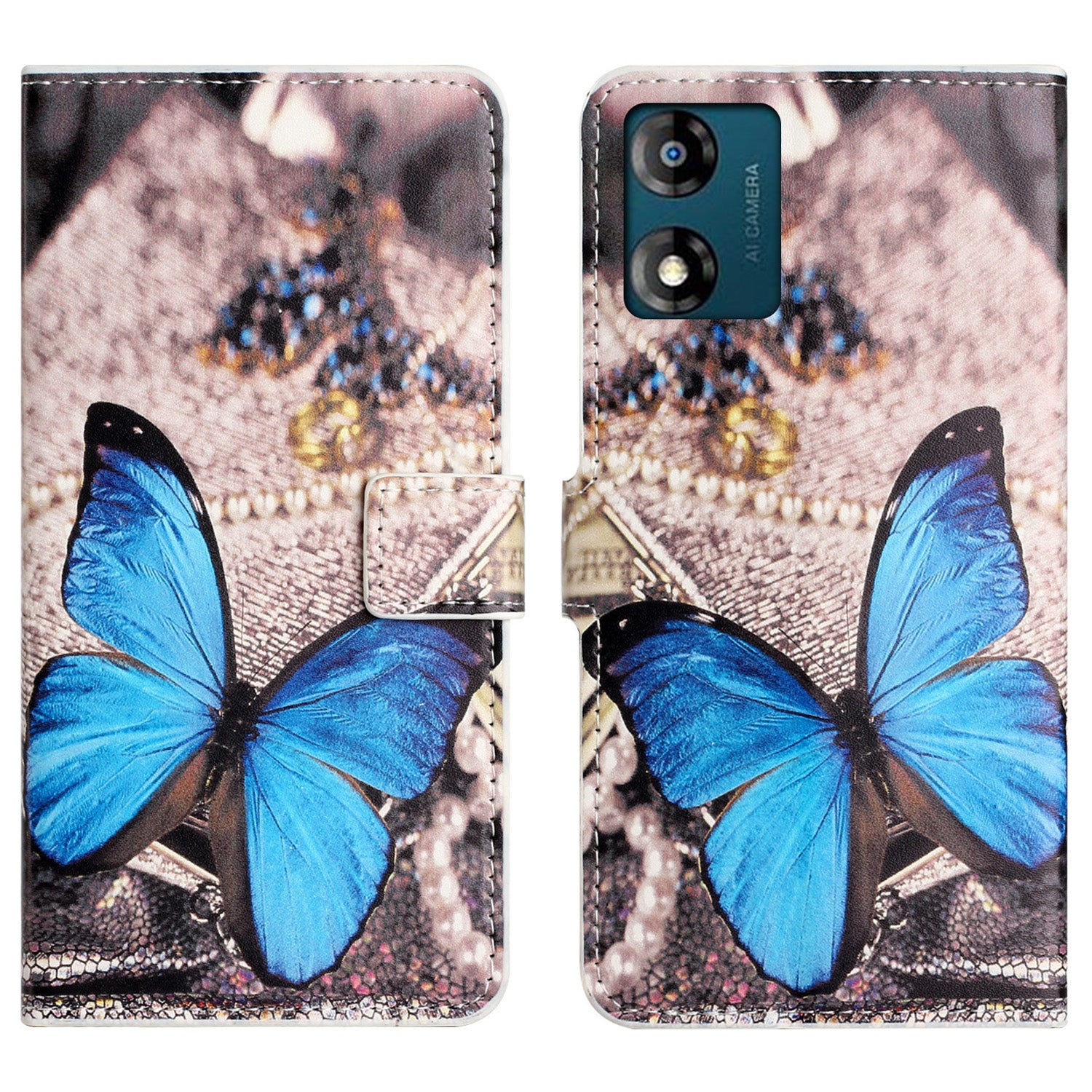 Leather Stand Phone Case For Motorola Moto E13 4G , Pattern Printing Magnetic Wallet Cover