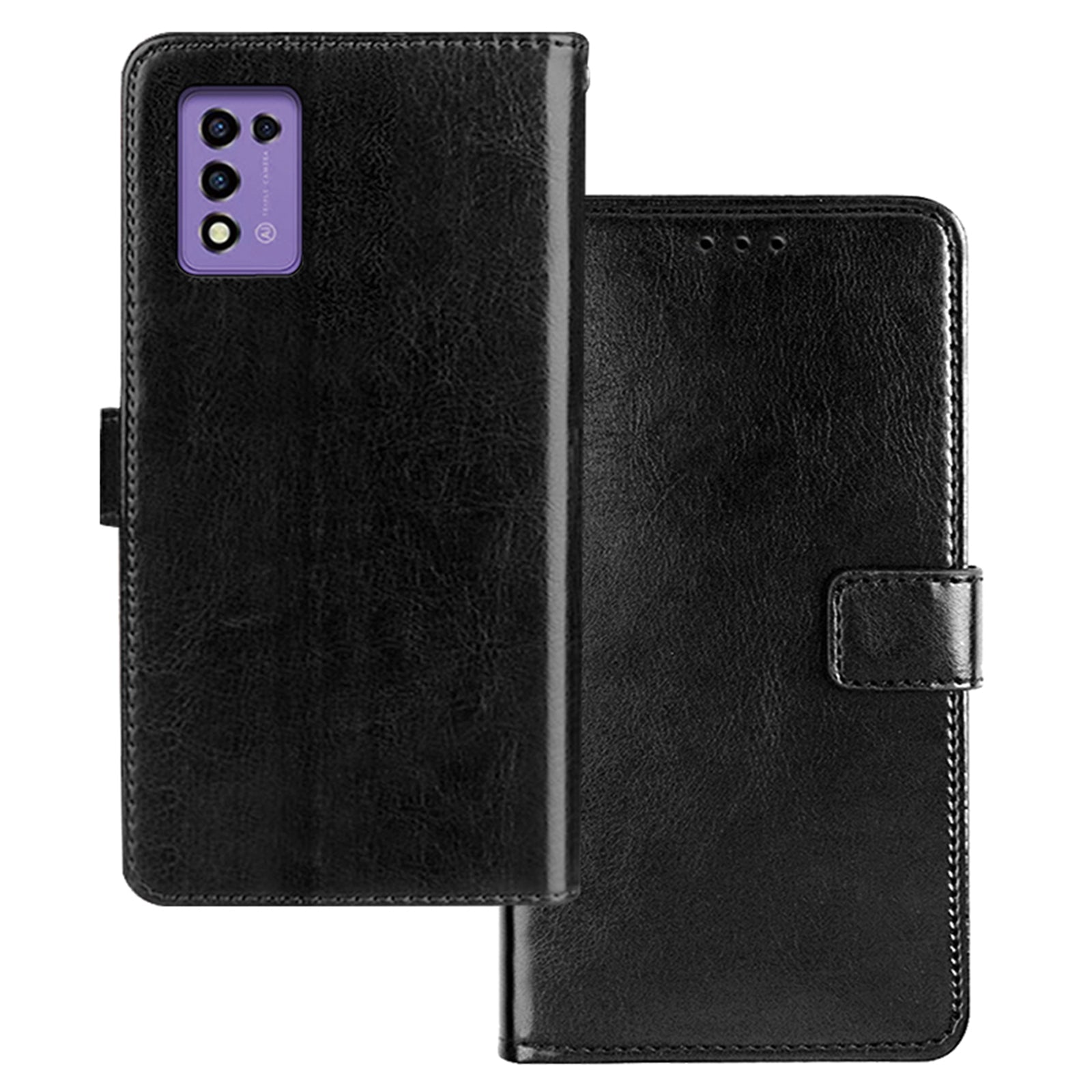 IDEWEI For ZTE Libero 5G III PU Leather Wallet Case Crazy Horse Texture Protective Phone Stand Cover