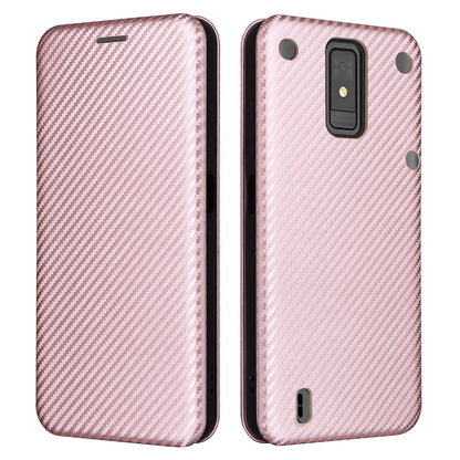 For ZTE Blade A32 Card Slot Phone Case Magnetic Auto-absorbed Carbon Fiber Texture PU Leather Stand Flip Cover