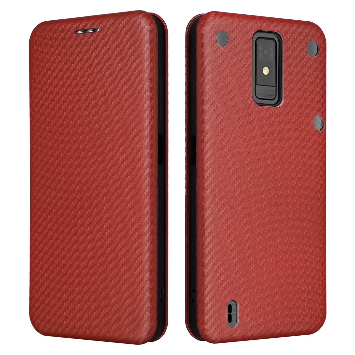 For ZTE Blade A32 Card Slot Phone Case Magnetic Auto-absorbed Carbon Fiber Texture PU Leather Stand Flip Cover