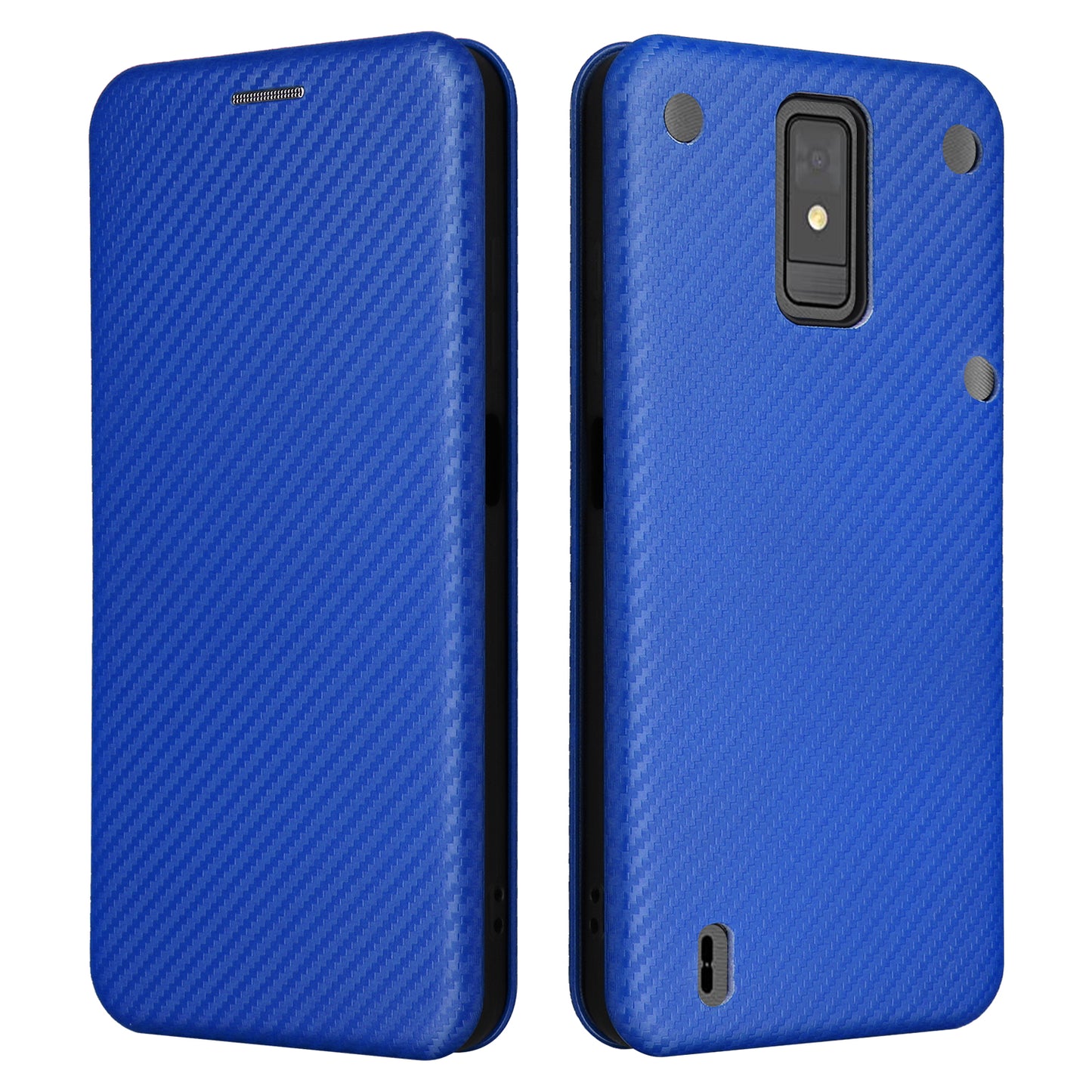 For ZTE Blade A32 Card Slot Phone Case Magnetic Auto-absorbed Carbon Fiber Texture PU Leather Stand Flip Cover