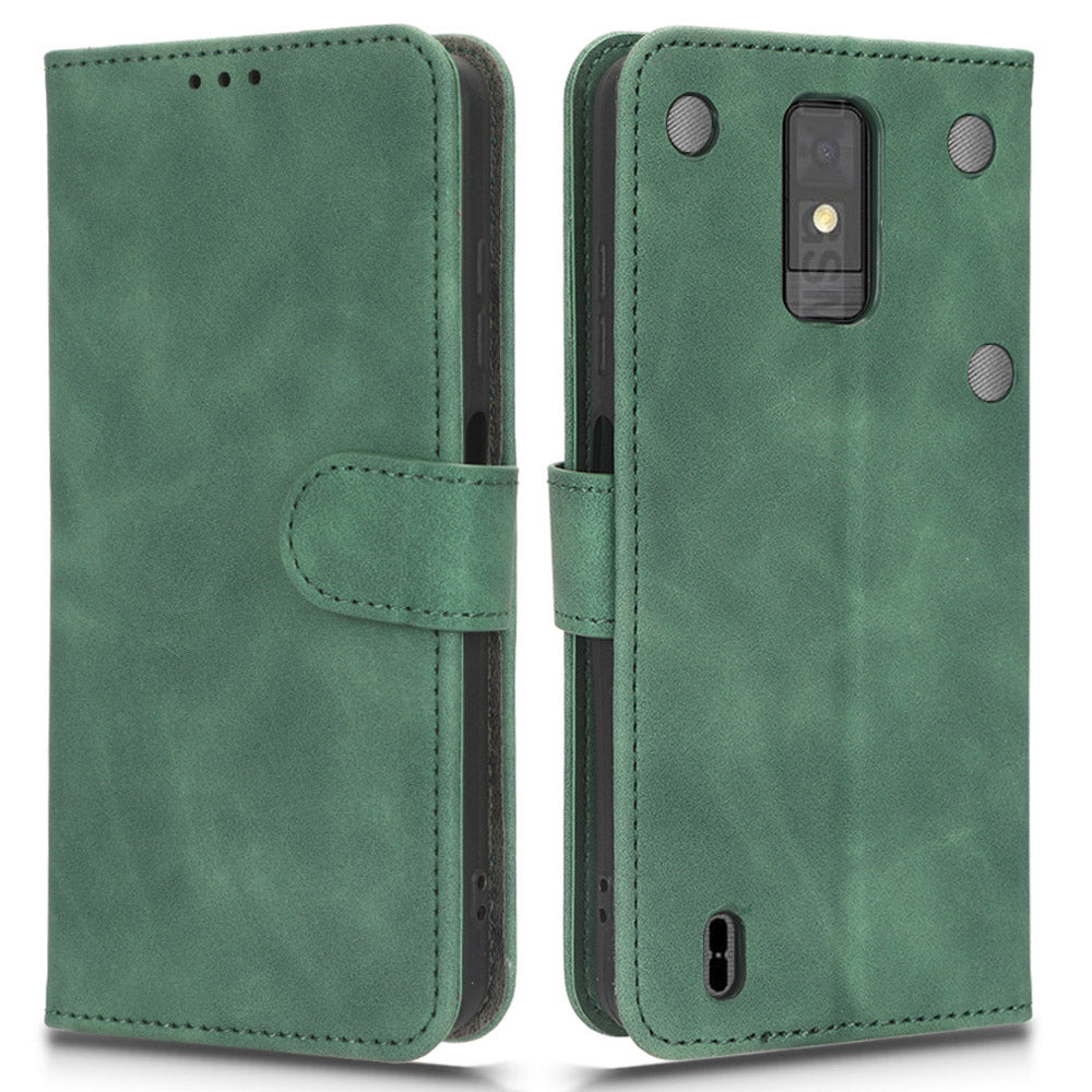 For ZTE Blade A32 PU Leather Phone Case Wallet Skin-touch Feeling Stand Cover Phone Protector