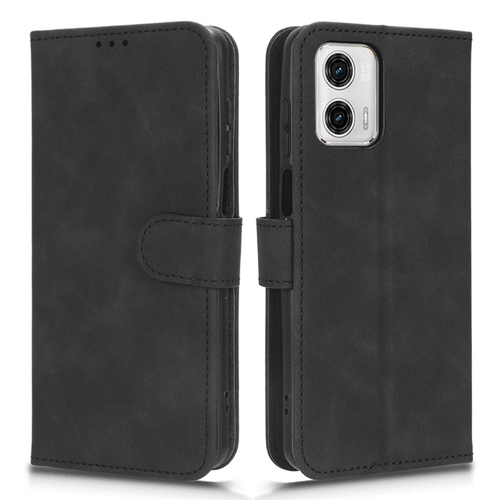 Anti-fall Phone Case For Motorola Moto G73 5G , PU Leather Wallet Stand Skin-touch Feeling Phone Cover