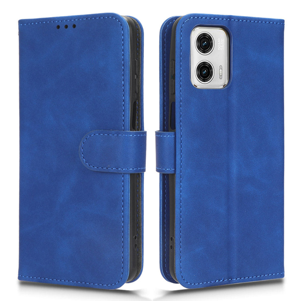 Anti-fall Phone Case For Motorola Moto G73 5G , PU Leather Wallet Stand Skin-touch Feeling Phone Cover