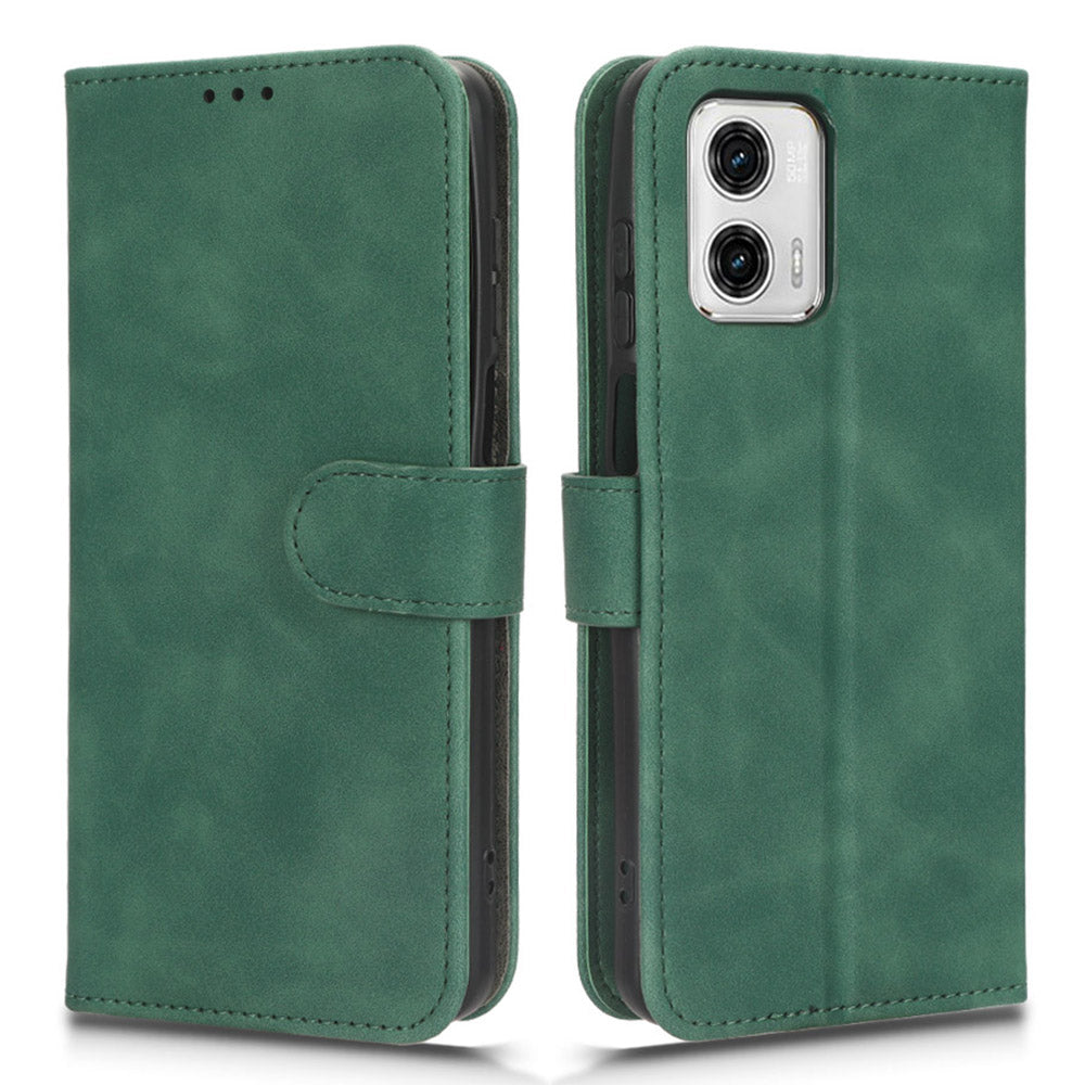 Anti-fall Phone Case For Motorola Moto G73 5G , PU Leather Wallet Stand Skin-touch Feeling Phone Cover