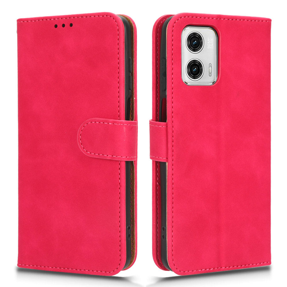 Anti-fall Phone Case For Motorola Moto G73 5G , PU Leather Wallet Stand Skin-touch Feeling Phone Cover