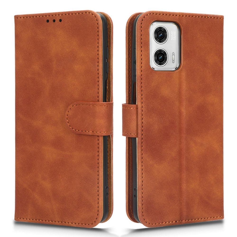 Anti-fall Phone Case For Motorola Moto G73 5G , PU Leather Wallet Stand Skin-touch Feeling Phone Cover