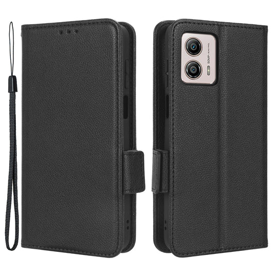 For Motorola Moto G53 5G Phone Cover Wallet Stand Litchi Texture PU Leather Dual Magnetic Clasp Phone Case