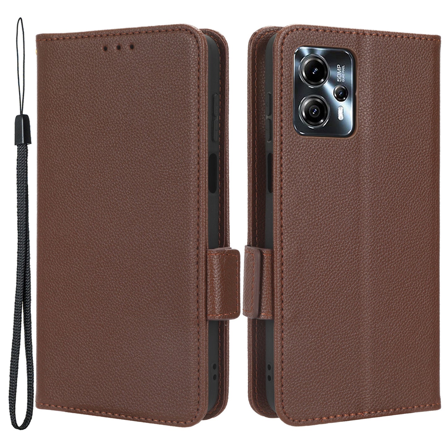 For Motorola Moto G13 4G / G23 4G Mobile Phone Cover Wallet Stand Litchi Texture PU Leather Dual Magnetic Clasp Phone Case