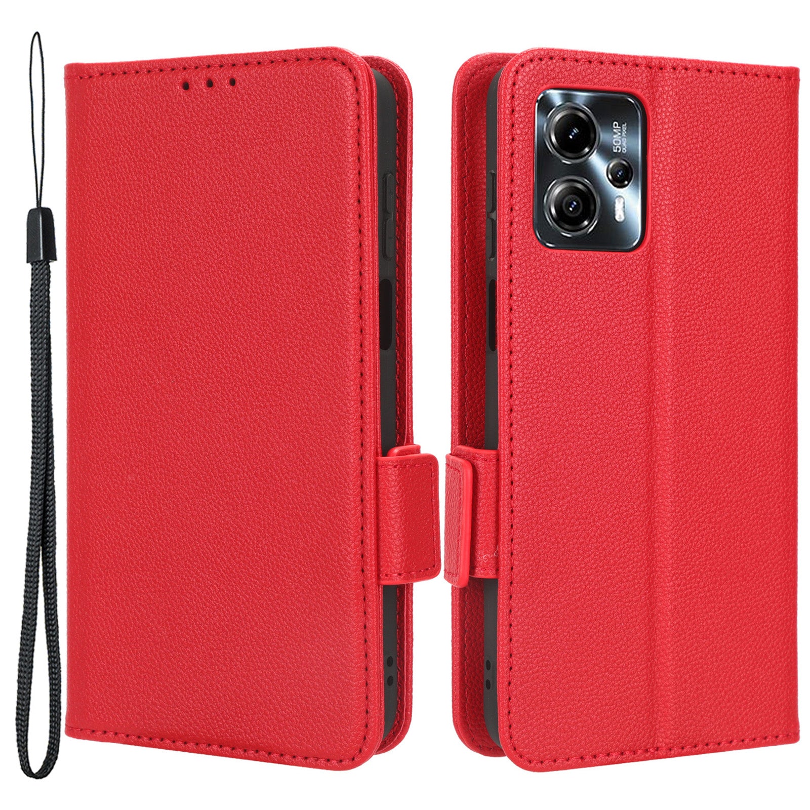 For Motorola Moto G13 4G / G23 4G Mobile Phone Cover Wallet Stand Litchi Texture PU Leather Dual Magnetic Clasp Phone Case