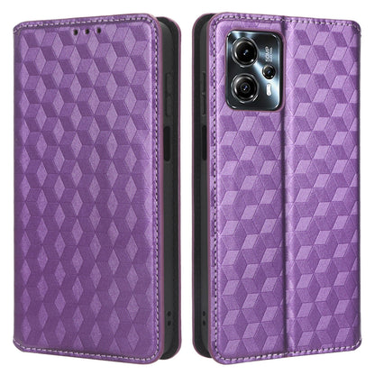 For Motorola Moto G13 4G / G23 4G Phone Case Imprinted Rhombus Pattern PU Leather Wallet Stand Cover