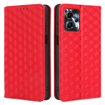 For Motorola Moto G13 4G / G23 4G Phone Case Imprinted Rhombus Pattern PU Leather Wallet Stand Cover