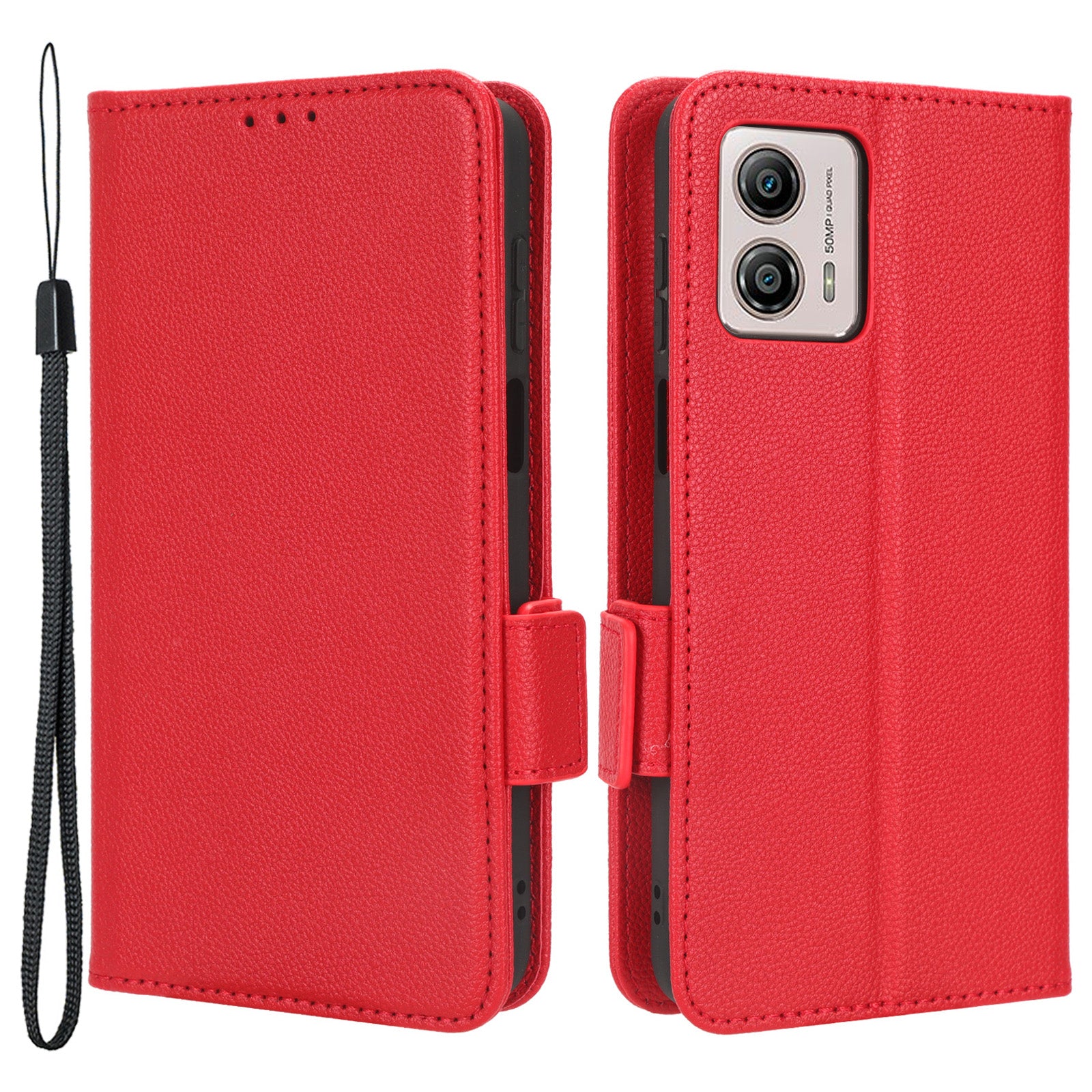 For Motorola Moto G73 5G PU Leather Dual Magnetic Clasp Phone Cover Wallet Stand Litchi Texture Phone Case