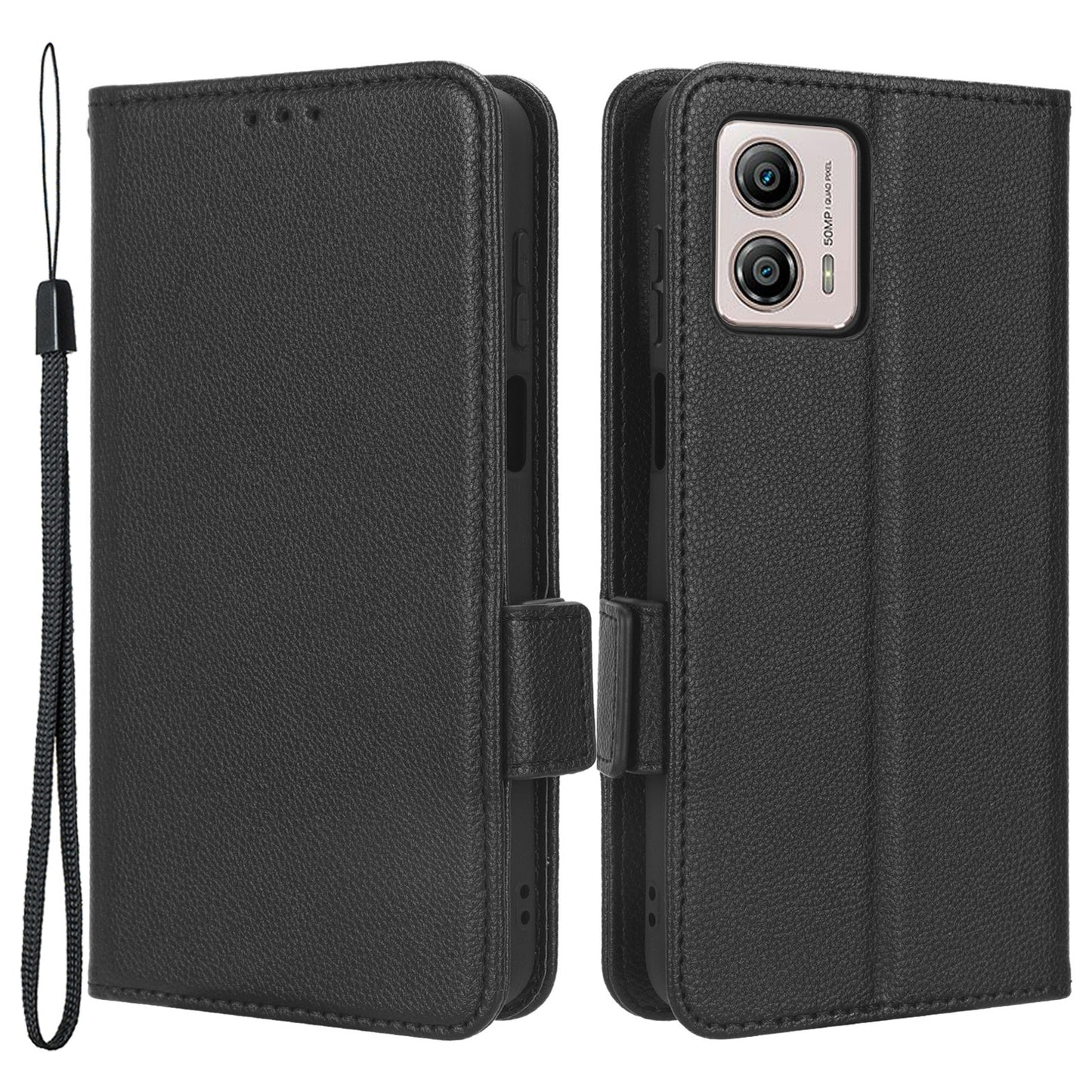 For Motorola Moto G73 5G PU Leather Dual Magnetic Clasp Phone Cover Wallet Stand Litchi Texture Phone Case