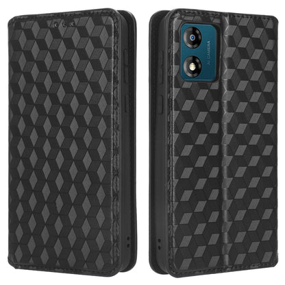 For Motorola Moto E13 4G Shockproof Phone Case Imprinted Rhombus Pattern PU Leather Wallet Stand Cover