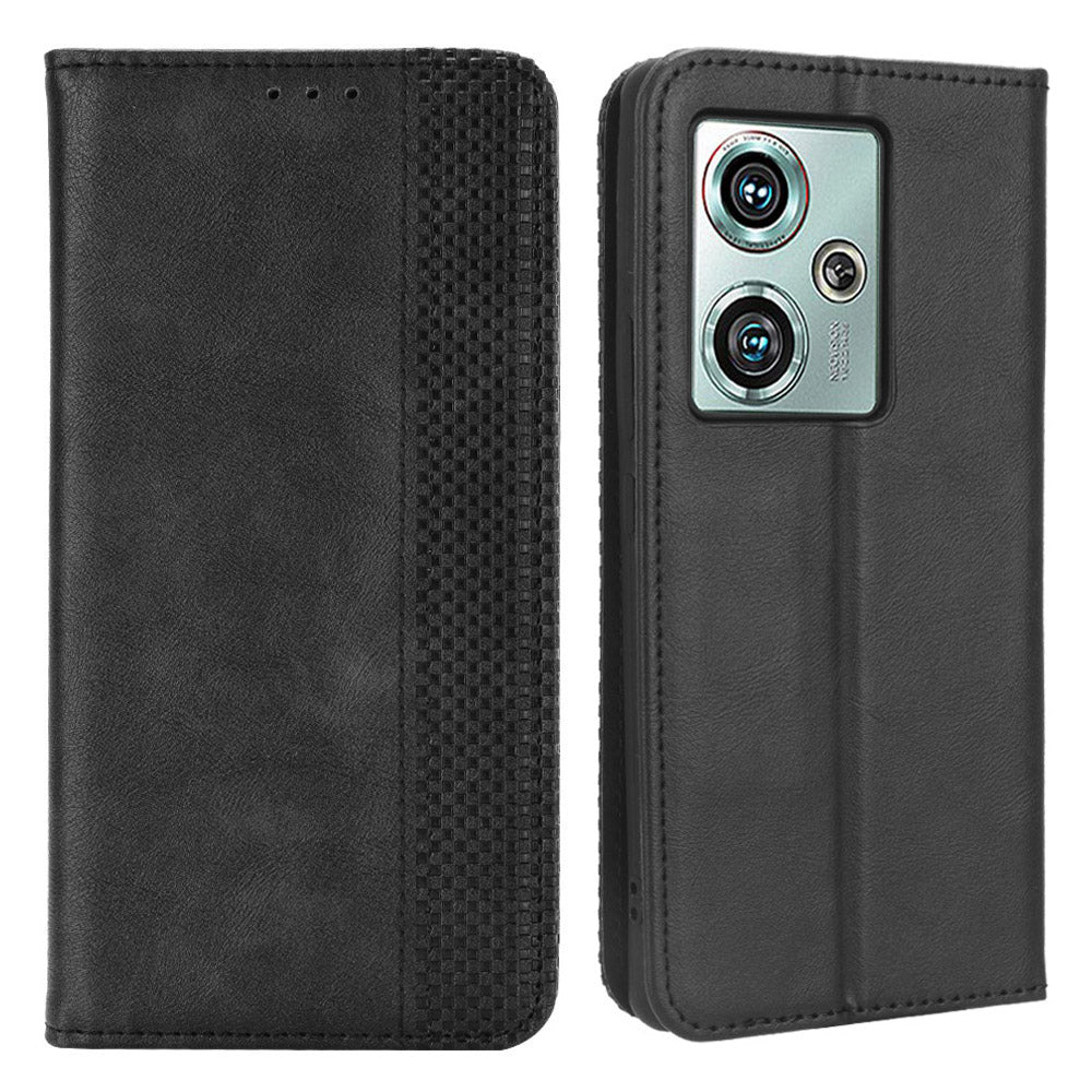 For ZTE nubia Z50 Vintage PU Leather Phone Case Wallet Stand Magnetic Clasp Shockproof Cover