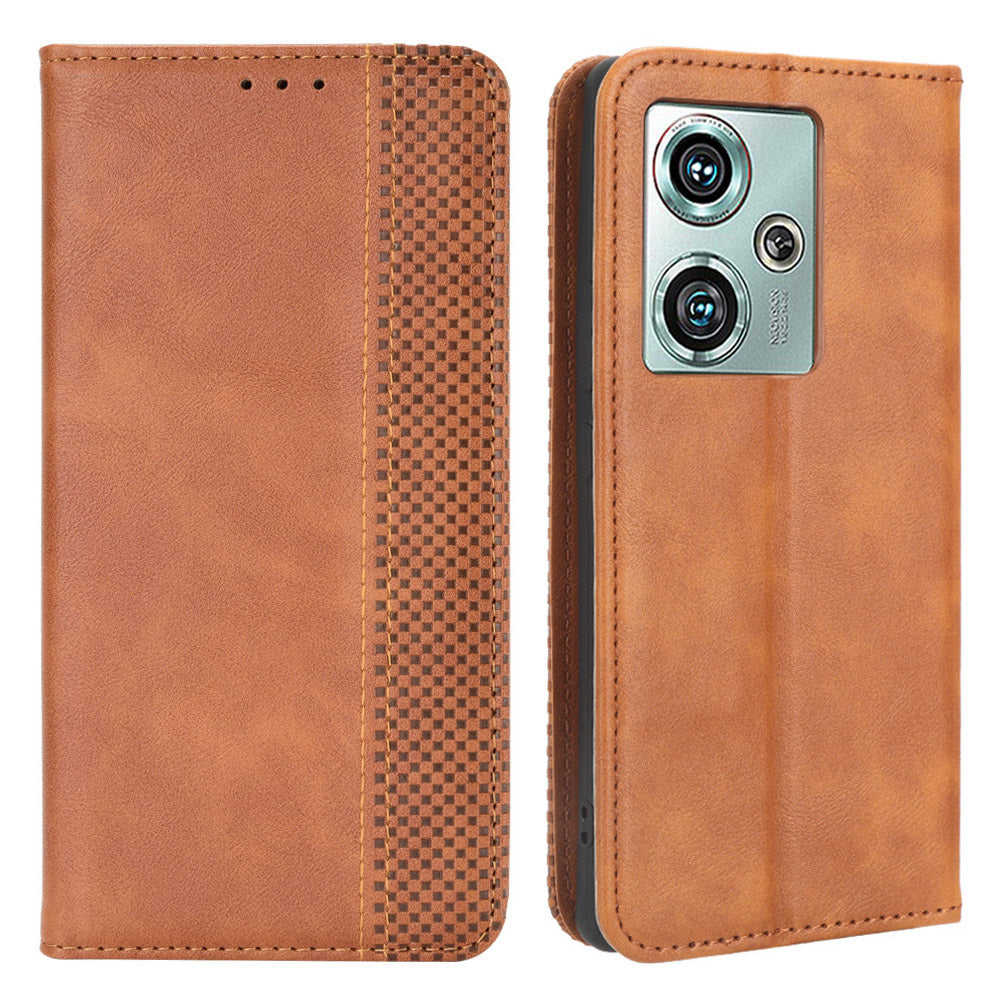 For ZTE nubia Z50 Vintage PU Leather Phone Case Wallet Stand Magnetic Clasp Shockproof Cover