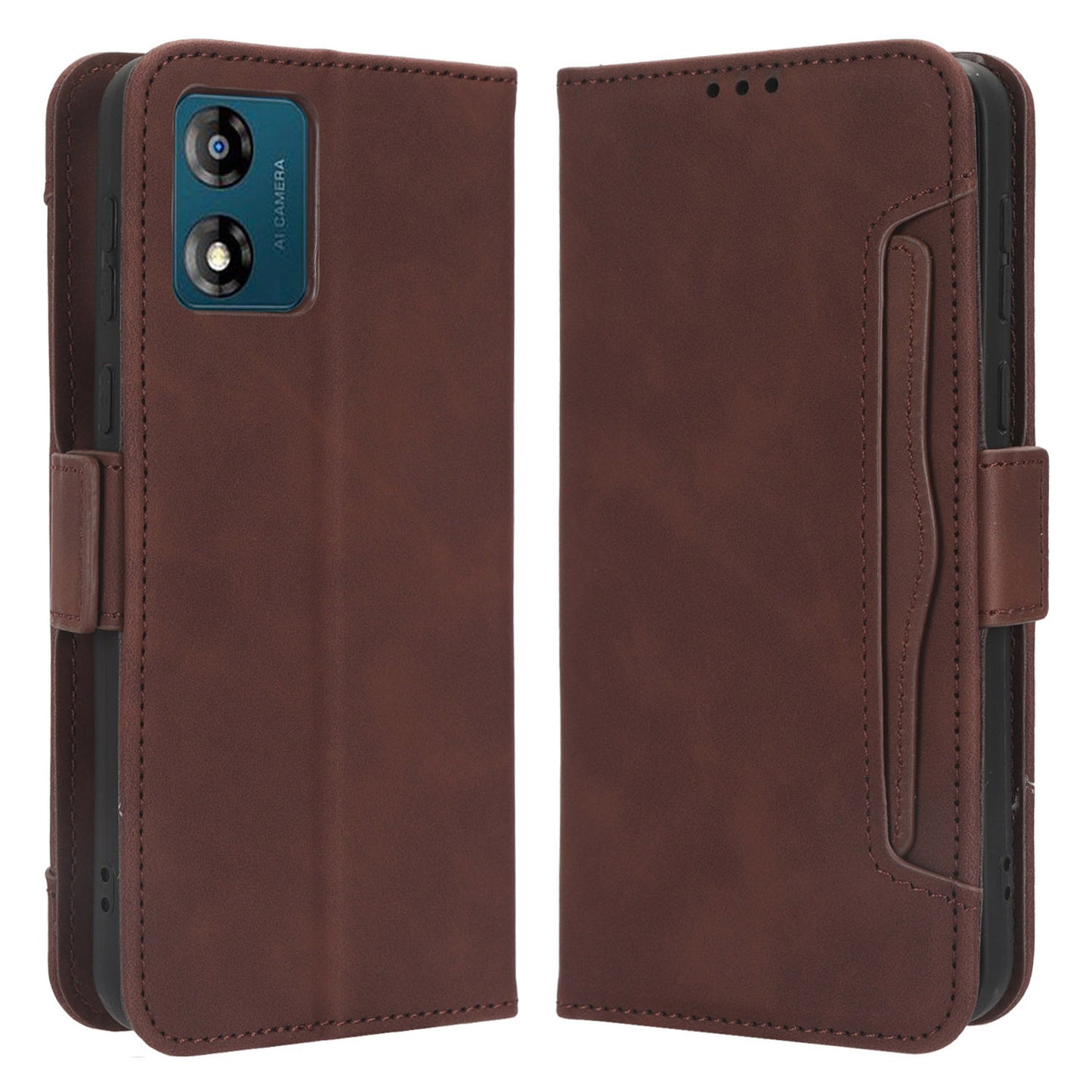 For Motorola Moto E13 4G Phone Wallet Case Stand Multiple Card Slots PU Leather Phone Cover