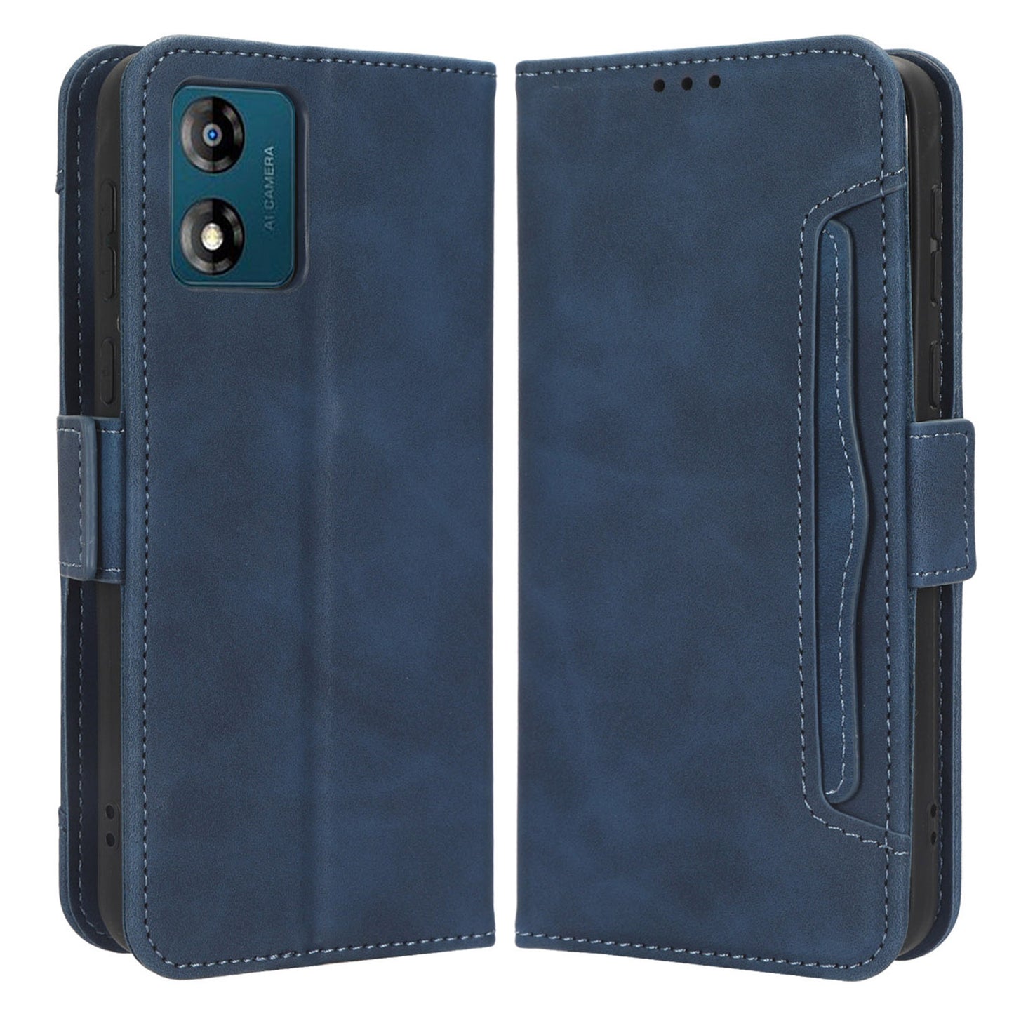 For Motorola Moto E13 4G Phone Wallet Case Stand Multiple Card Slots PU Leather Phone Cover