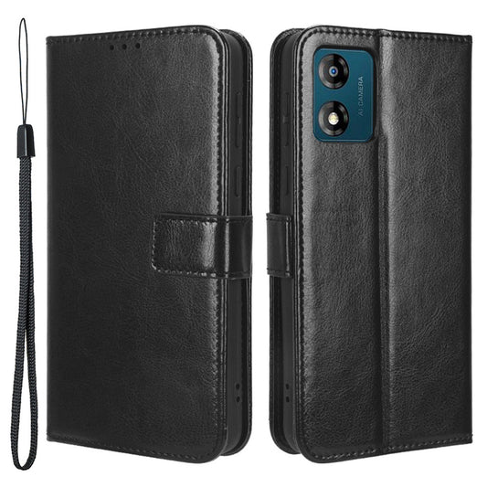 For Motorola Moto E13 4G Phone Stand Case PU Leather Crazy Horse Texture Wallet Phone Cover