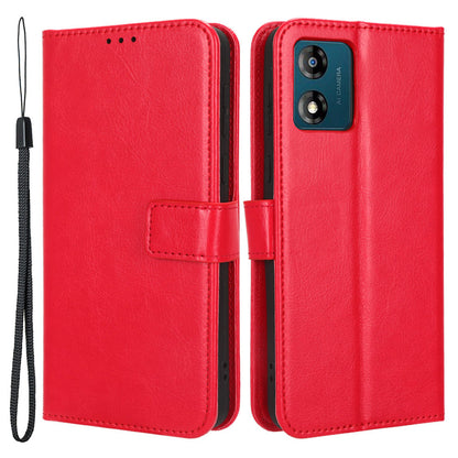 For Motorola Moto E13 4G Phone Stand Case PU Leather Crazy Horse Texture Wallet Phone Cover