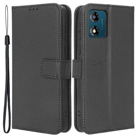 For Motorola Moto E13 4G Phone Stand Case Diamond Texture Wallet PU Leather Phone Cover