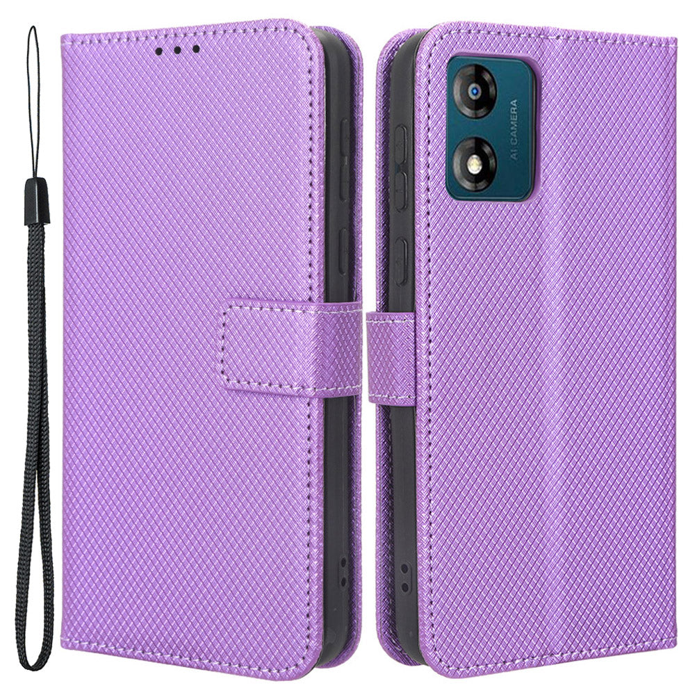 For Motorola Moto E13 4G Phone Stand Case Diamond Texture Wallet PU Leather Phone Cover