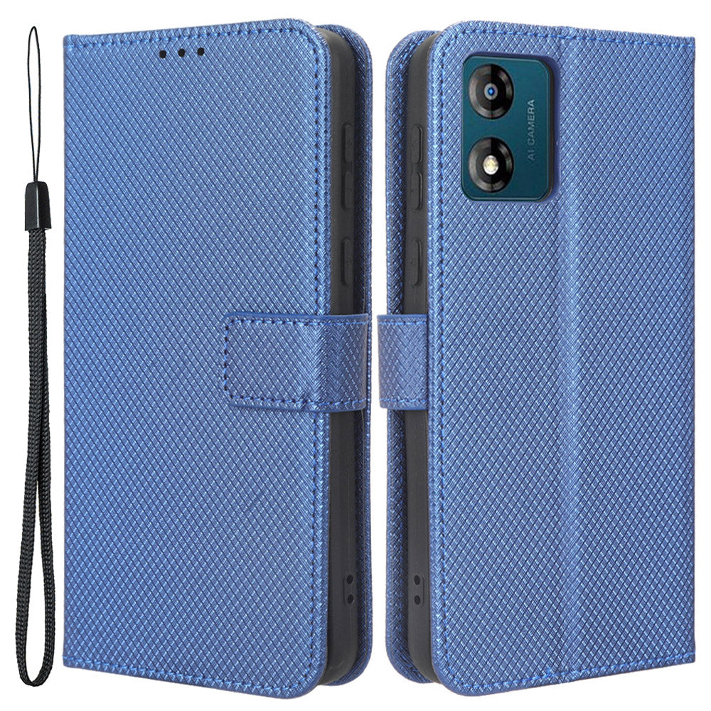 For Motorola Moto E13 4G Phone Stand Case Diamond Texture Wallet PU Leather Phone Cover