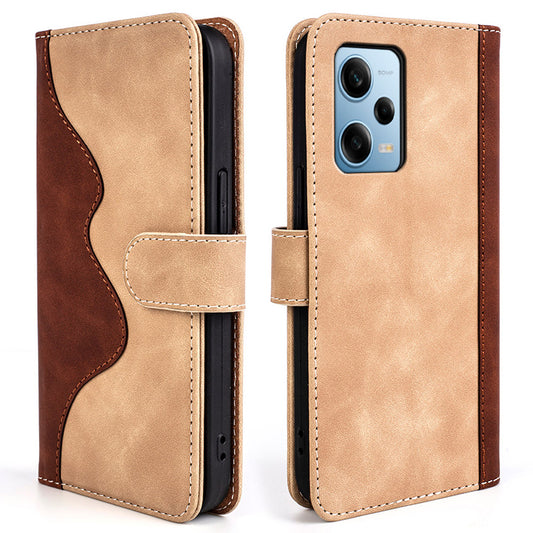 For Xiaomi Redmi Note 12 Pro 5G / Note 12 Pro Speed 5G / Poco X5 Pro 5G Dual Color Splicing Wallet Stand PU Leather Cover