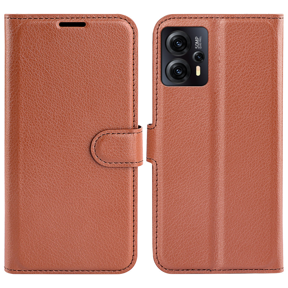 For Motorola Moto G13 4G Protective Phone Case Litchi Texture PU Leather Cell Phone Cover with Stand Wallet