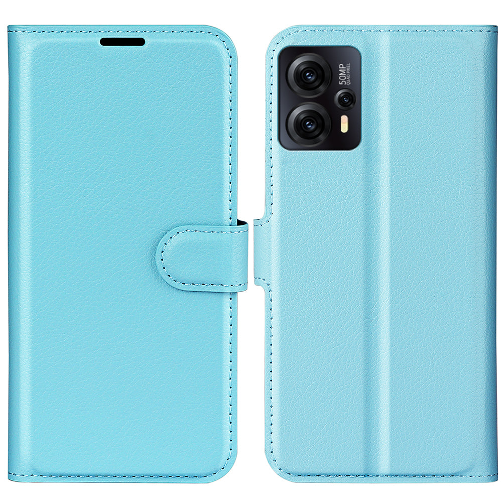 For Motorola Moto G13 4G Protective Phone Case Litchi Texture PU Leather Cell Phone Cover with Stand Wallet