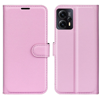 For Motorola Moto G13 4G Protective Phone Case Litchi Texture PU Leather Cell Phone Cover with Stand Wallet