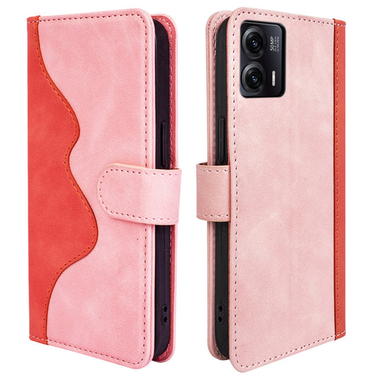 Phone Case For Motorola Moto G73 5G , Dual Color Splicing Wallet Stand PU Leather Protective Phone Cover