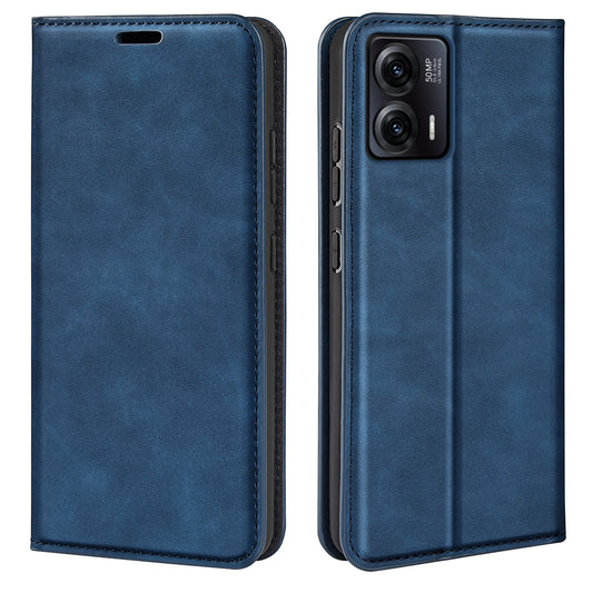 For Motorola Moto G73 5G PU Leather Anti-drop Phone Cover Magnetic Auto-absorbed Stand Wallet Skin-friendly Phone Case