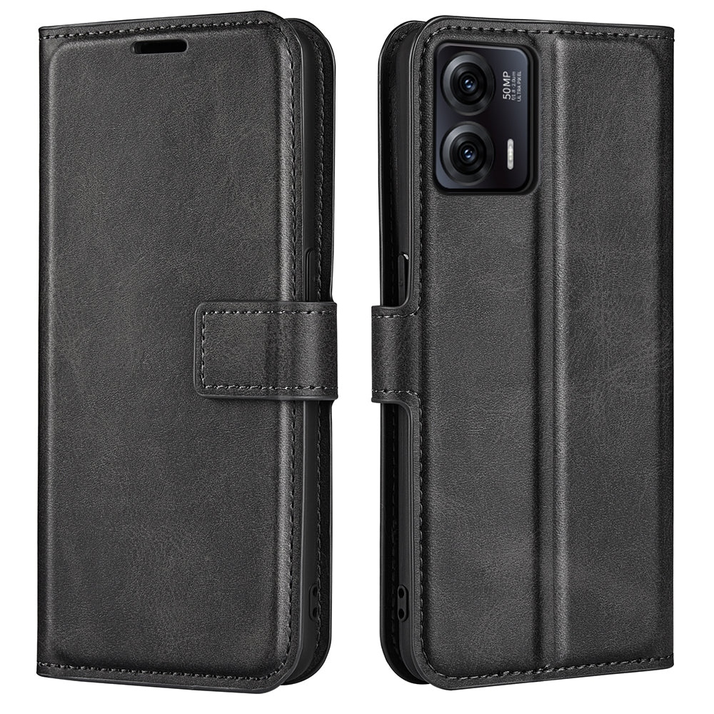 For Motorola Moto G73 5G PU Leather Phone Case Stand Wallet Calf Texture Drop-proof Flip Phone Cover