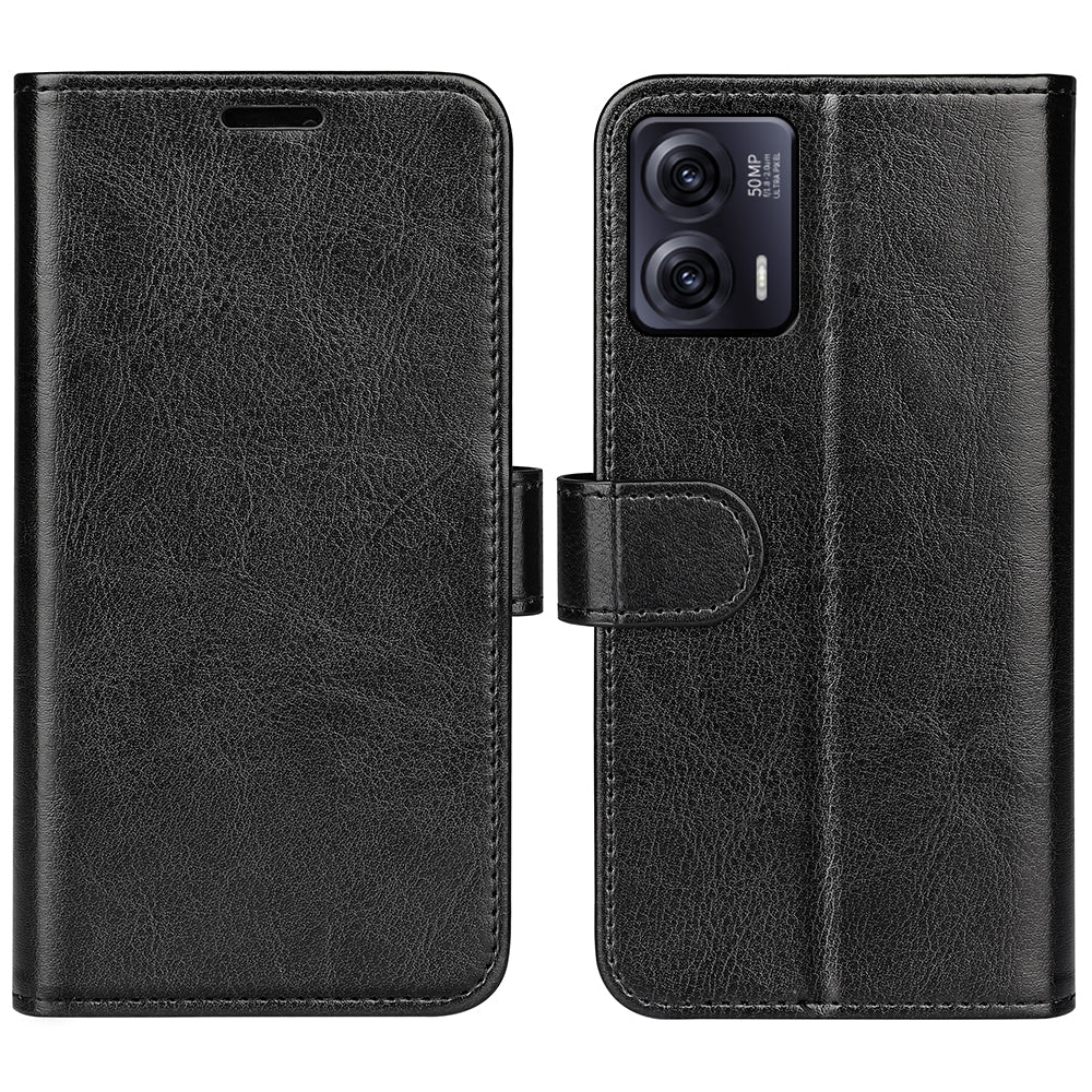 Anti-drop Leather Phone Case For Motorola Moto G73 5G , Crazy Horse Texture Flip Stand Wallet Mobile Phone Cover