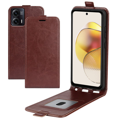 Anti-drop Phone Cover For Motorola Moto G73 5G Vertical Flip Leather Crazy Horse Texture Phone Case Card Holder