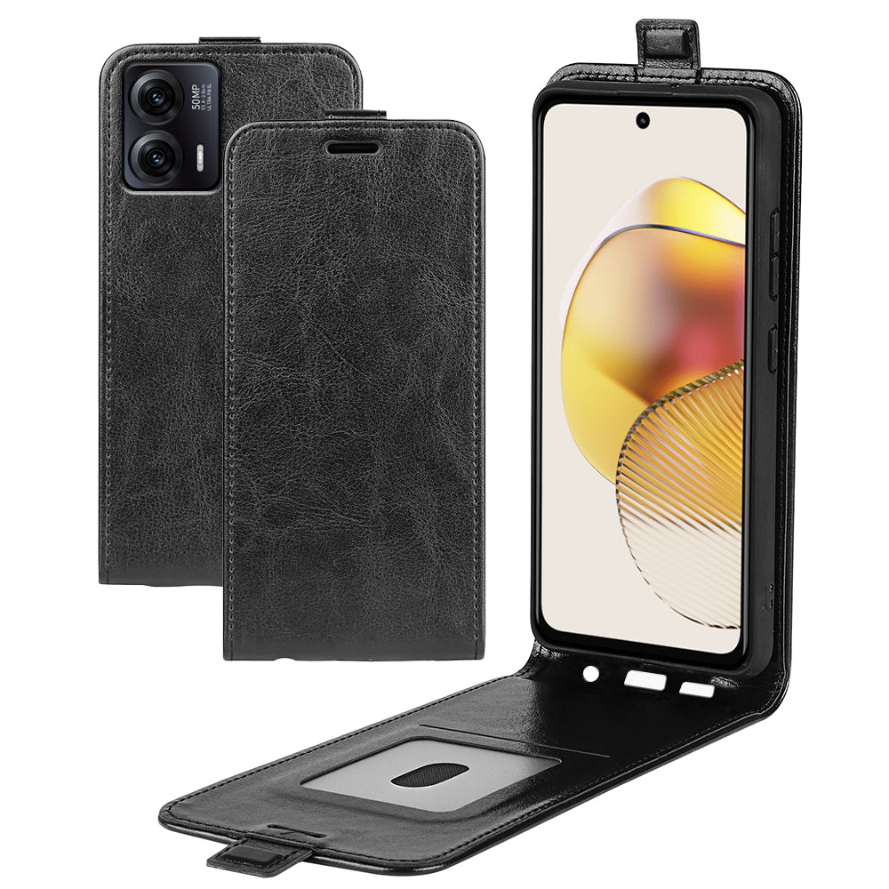 Anti-drop Phone Cover For Motorola Moto G73 5G Vertical Flip Leather Crazy Horse Texture Phone Case Card Holder