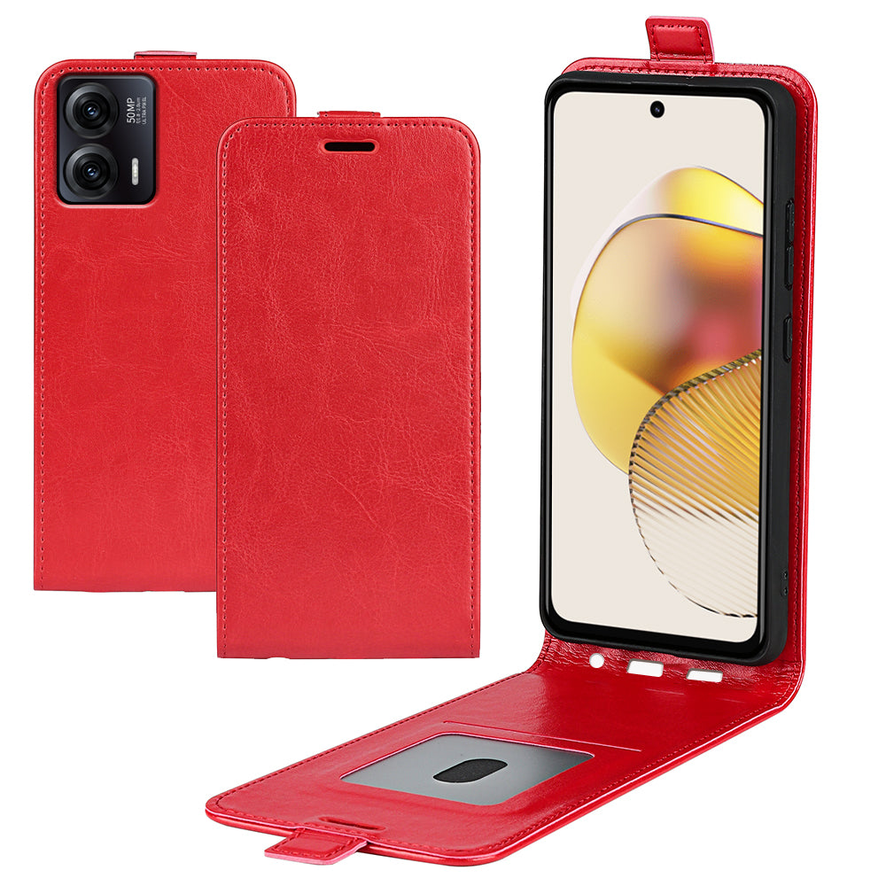 Anti-drop Phone Cover For Motorola Moto G73 5G Vertical Flip Leather Crazy Horse Texture Phone Case Card Holder