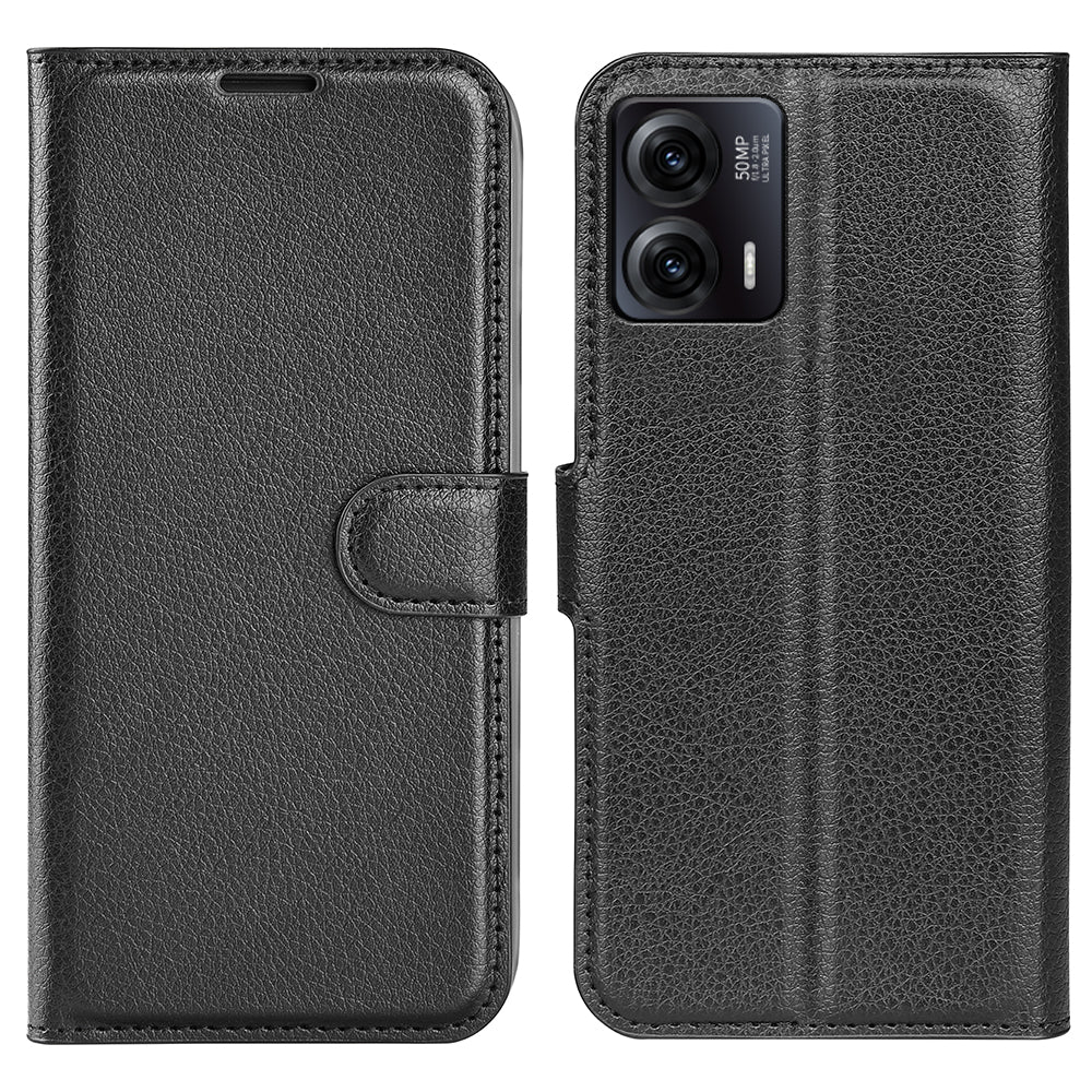 Shockproof Phone Case For Motorola Moto G73 5G , Litchi Texture PU Leather Cell Phone Cover Stand Wallet