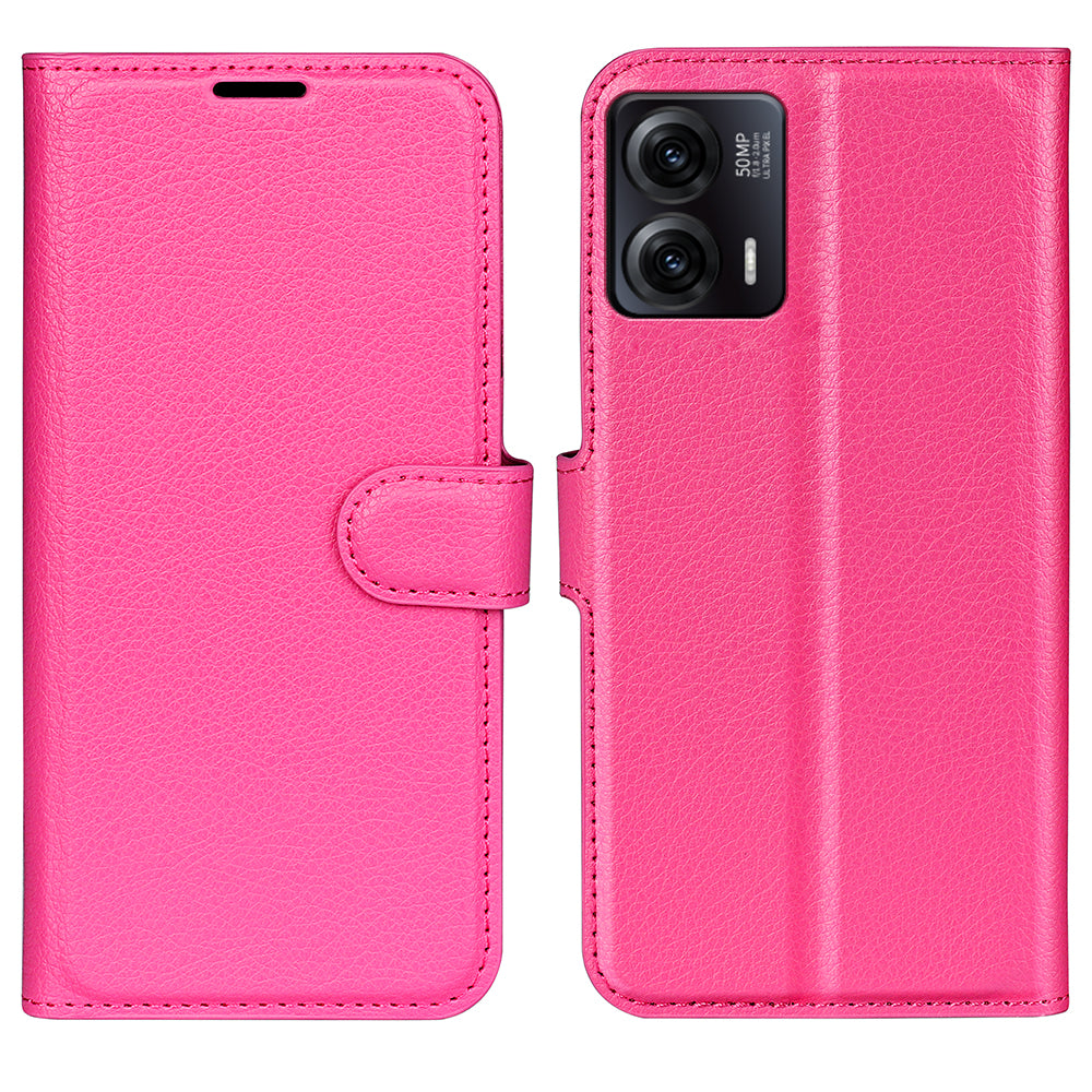 Shockproof Phone Case For Motorola Moto G73 5G , Litchi Texture PU Leather Cell Phone Cover Stand Wallet