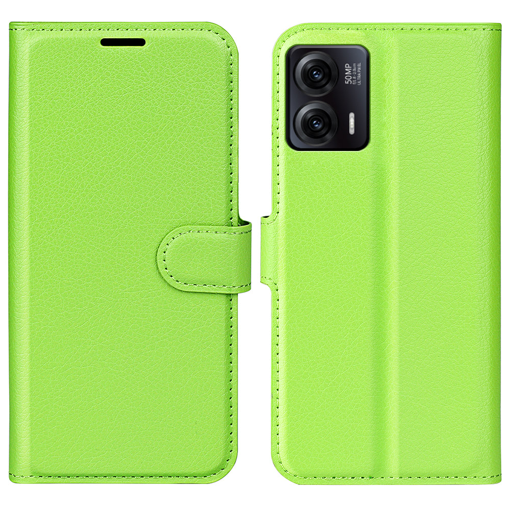 Shockproof Phone Case For Motorola Moto G73 5G , Litchi Texture PU Leather Cell Phone Cover Stand Wallet