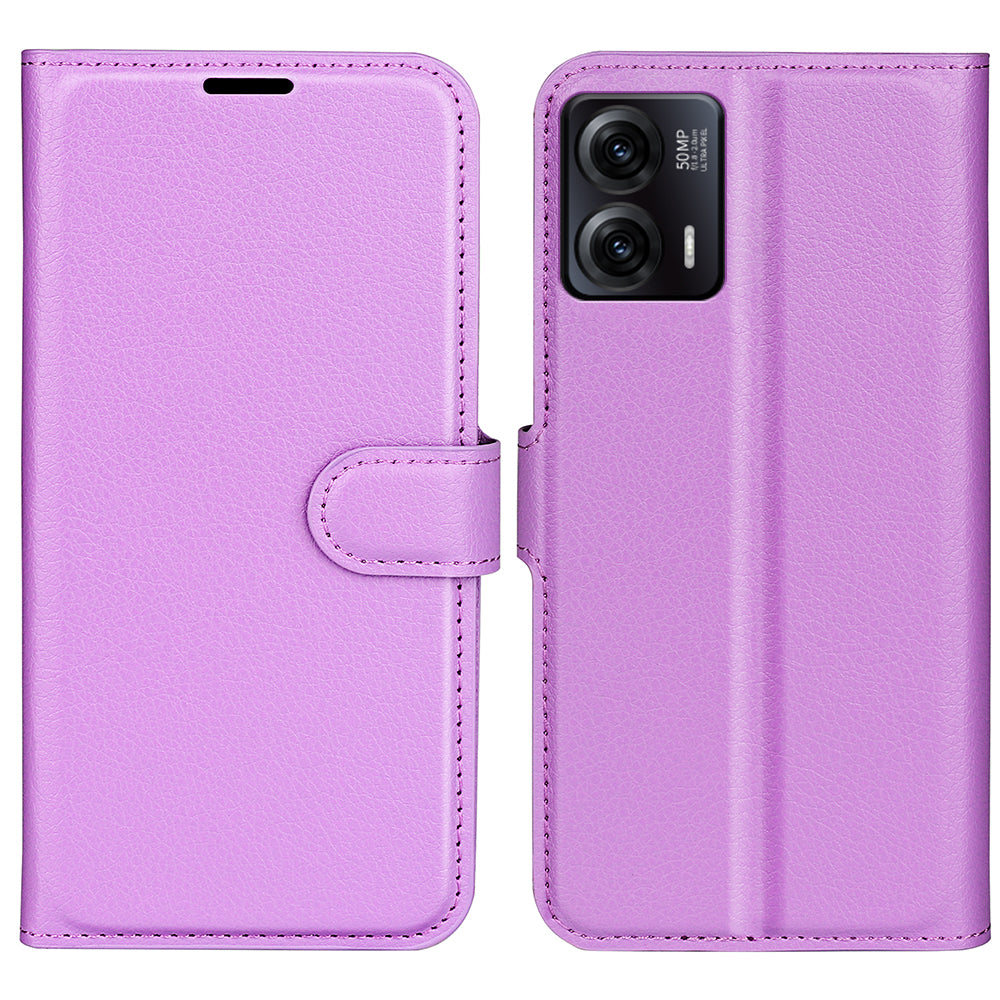 Shockproof Phone Case For Motorola Moto G73 5G , Litchi Texture PU Leather Cell Phone Cover Stand Wallet