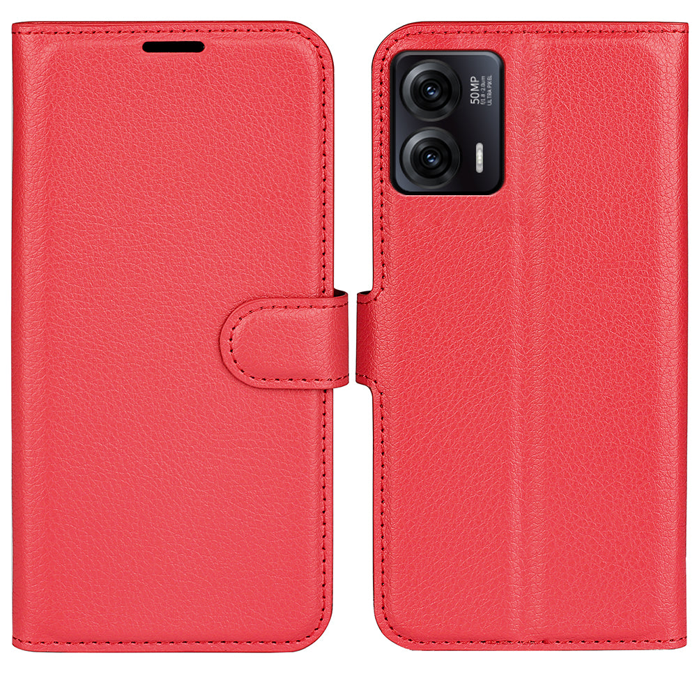 Shockproof Phone Case For Motorola Moto G73 5G , Litchi Texture PU Leather Cell Phone Cover Stand Wallet