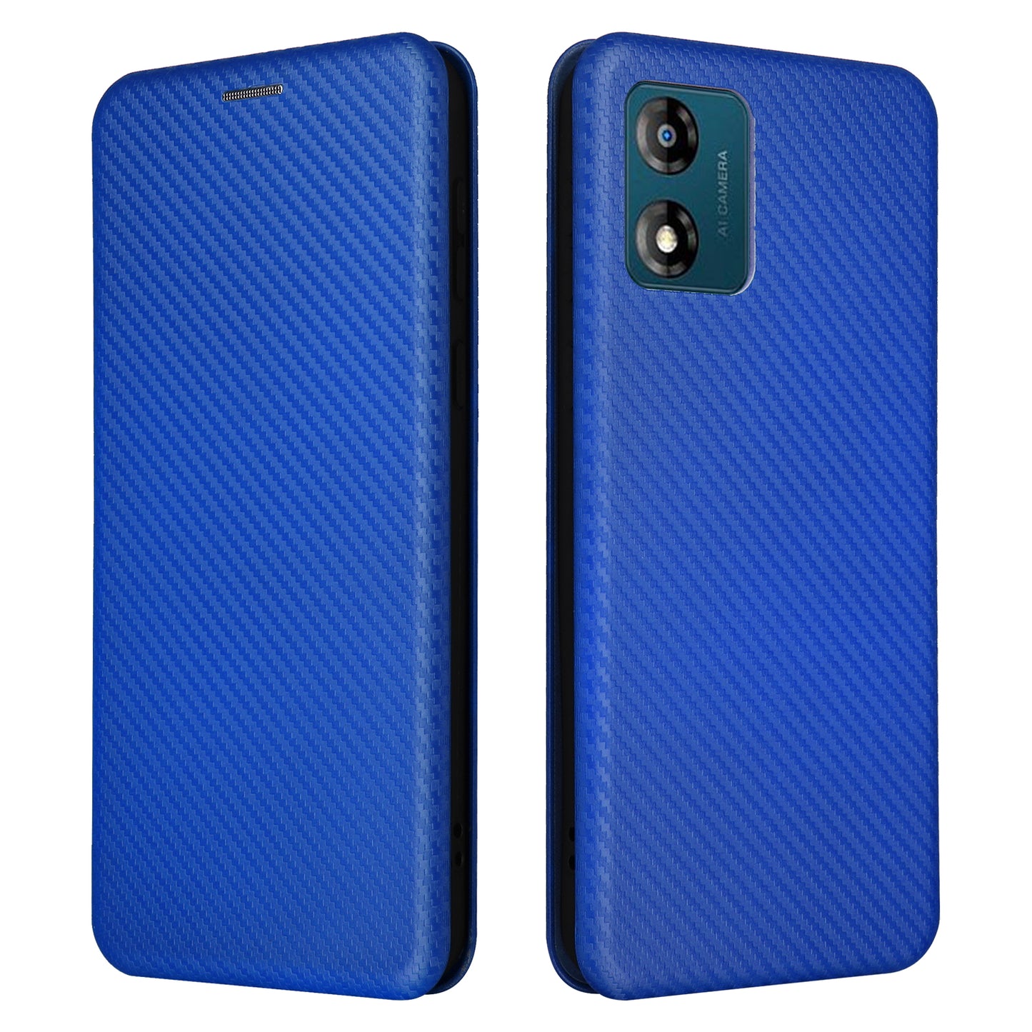 For Motorola Moto E13 4G Phone Case with Card Holder Carbon Fiber Texture Leather Protective Cover Stand