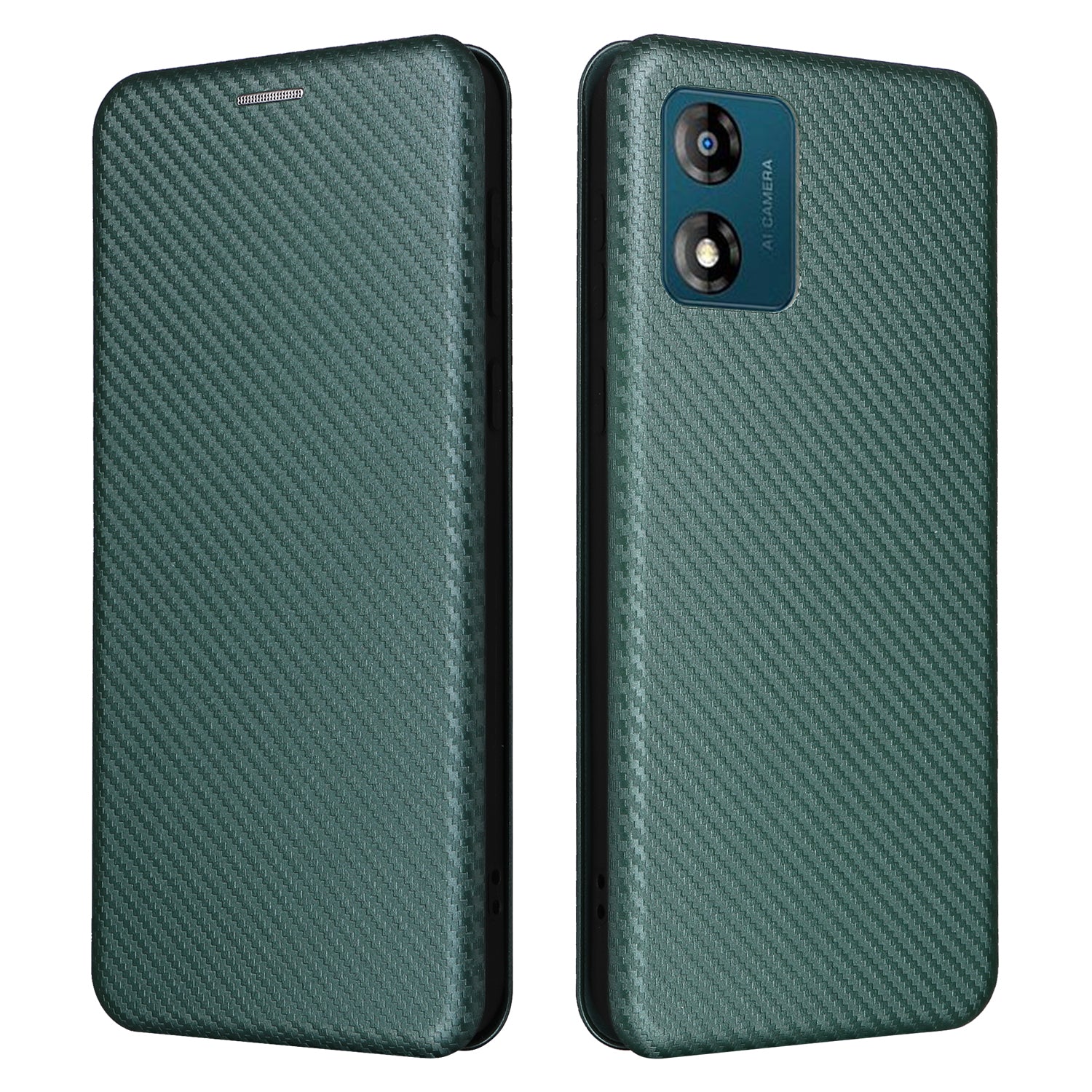 For Motorola Moto E13 4G Phone Case with Card Holder Carbon Fiber Texture Leather Protective Cover Stand