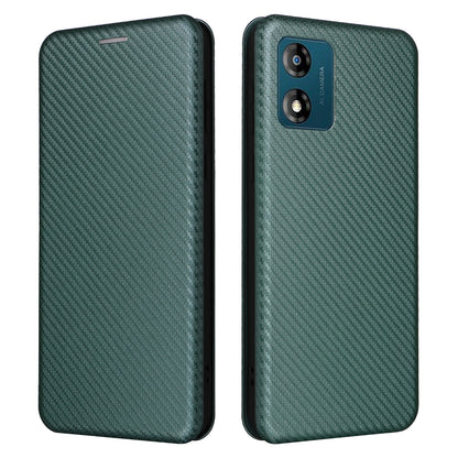 For Motorola Moto E13 4G Phone Case with Card Holder Carbon Fiber Texture Leather Protective Cover Stand