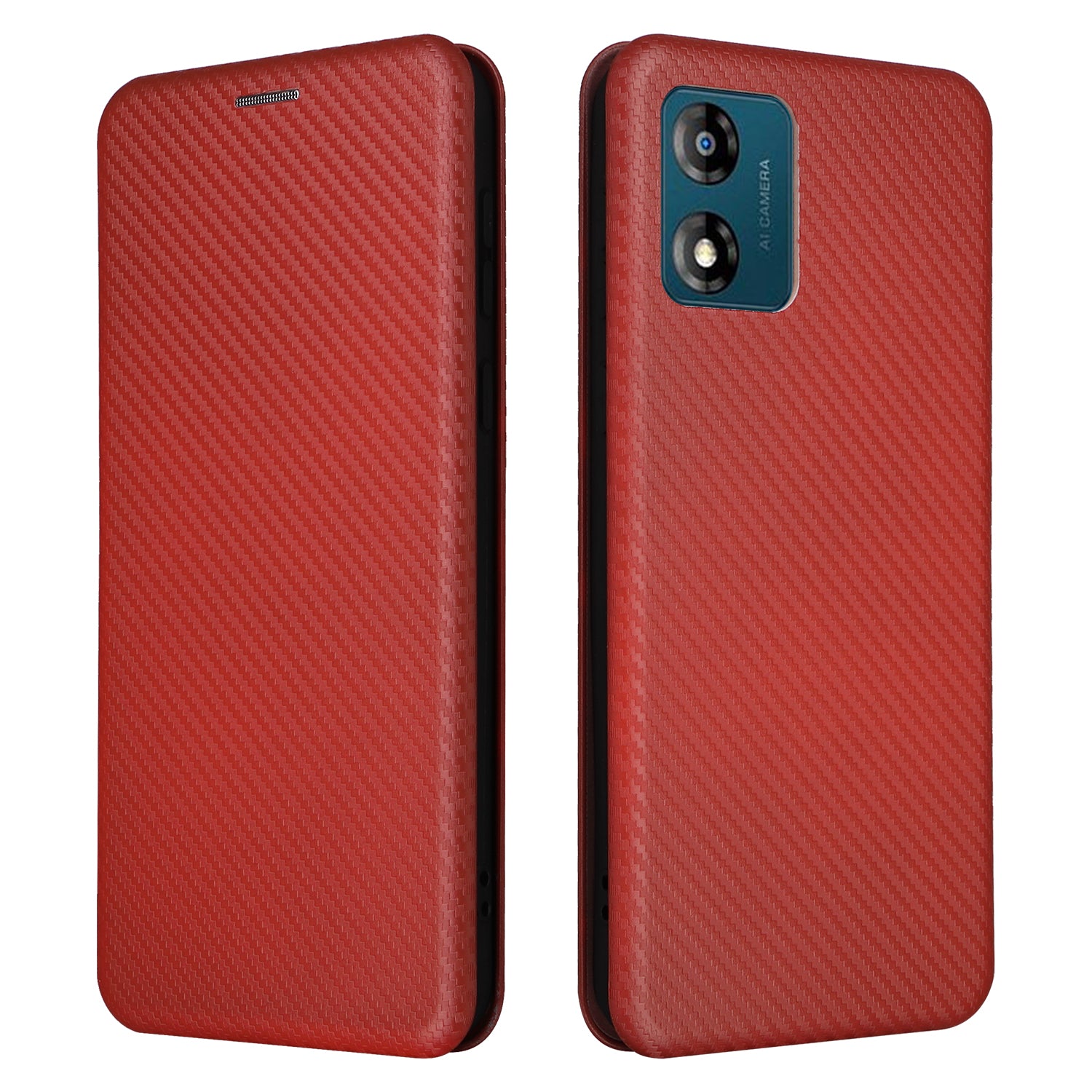 For Motorola Moto E13 4G Phone Case with Card Holder Carbon Fiber Texture Leather Protective Cover Stand